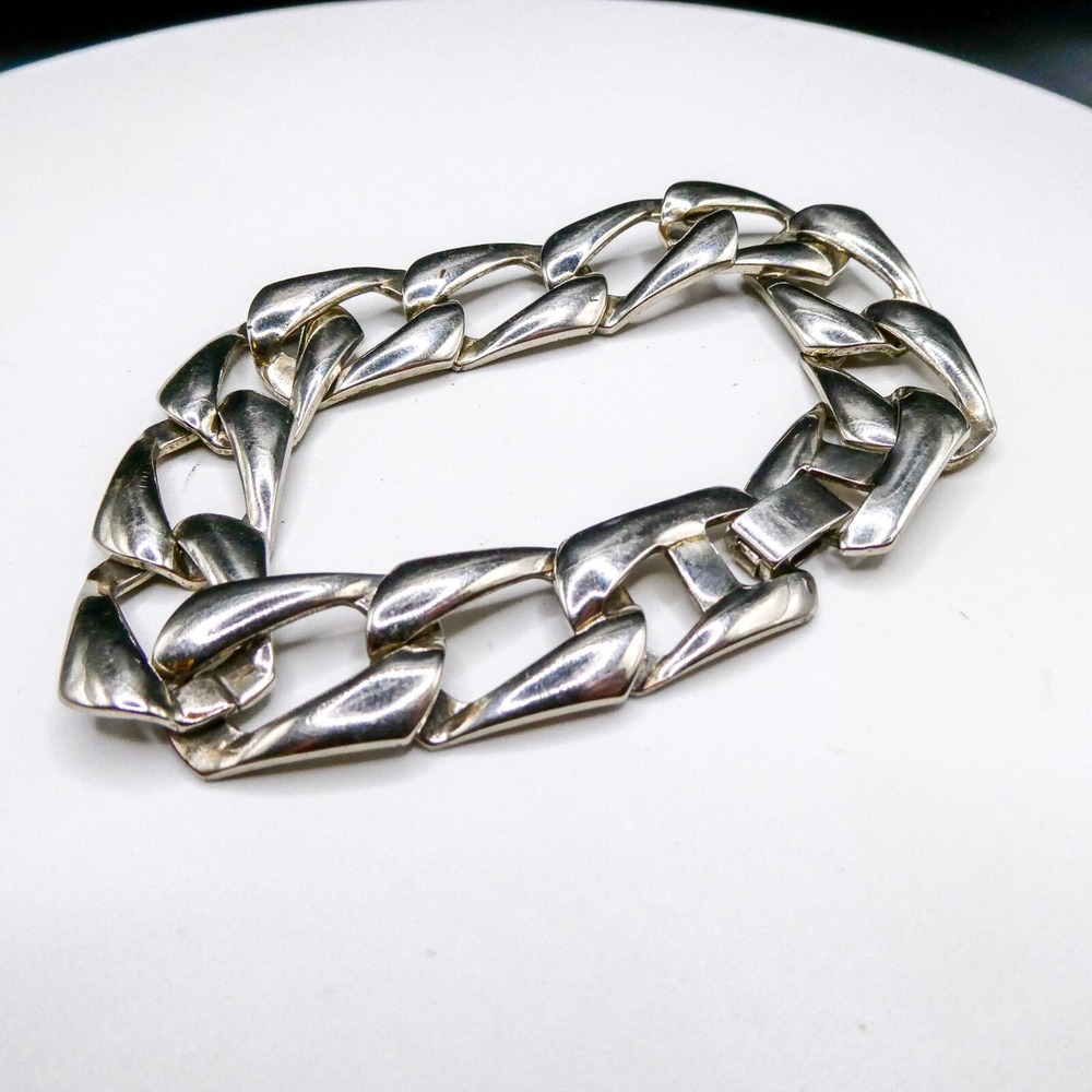 Men's Bracelet Silver Tone Stainless Steel 8 Inches .6 Inches Wide